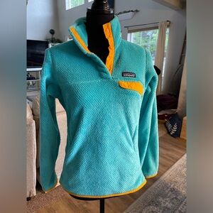Patagonia Teal and Orange Pullover